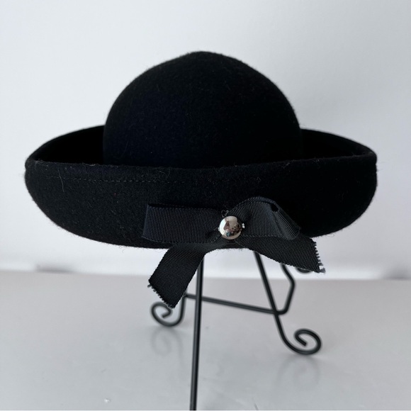 Women’s Black Wool Felt Hat Breton Roller Cloche Vintage - Picture 3 of 10